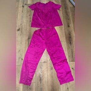 Vintage Vassarette Fuschia Pink Satin Pajama Set Medium Valentine’s Day